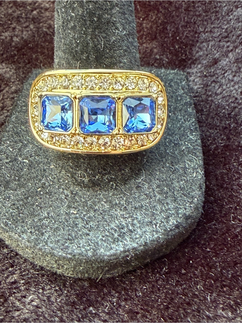 HEIDI DAUS® "Posh Classic" Crystal Art Deco Ring in the Blue colorway. *Size 8